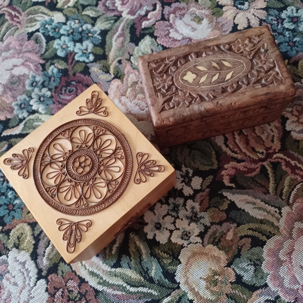 Set of BoHo Wooden Trinket/Jewelry Boxes
